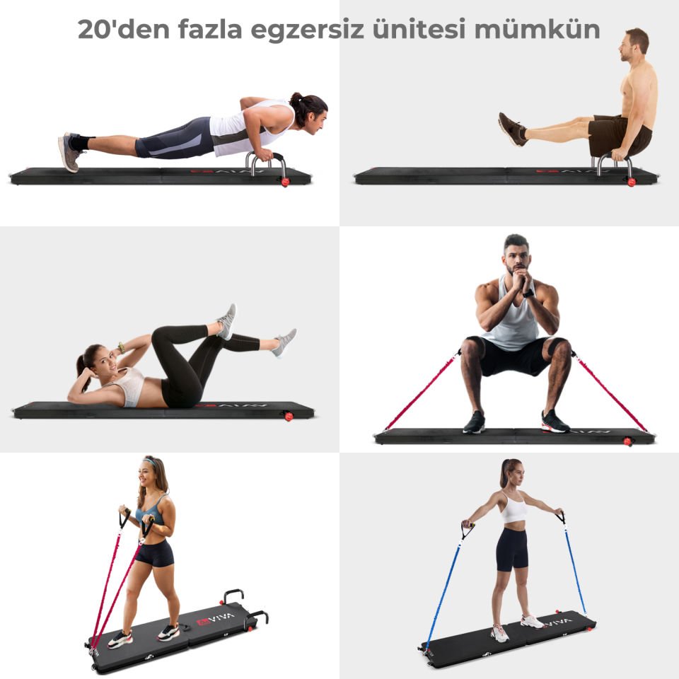 AsVIVA FB1 –  Çok Fonksiyonlu Egzersiz Aleti, Pilates Reformer, Direnç Bantlı, Ev Tipi,