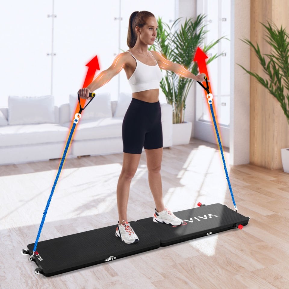 AsVIVA FB1 –  Çok Fonksiyonlu Egzersiz Aleti, Pilates Reformer, Direnç Bantlı, Ev Tipi,