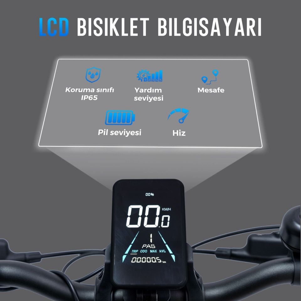 AsVIVA B13 Katlanabilir Elektrikli Bisiklet 36V Samsung Batarya – 20” Jant, Gri
