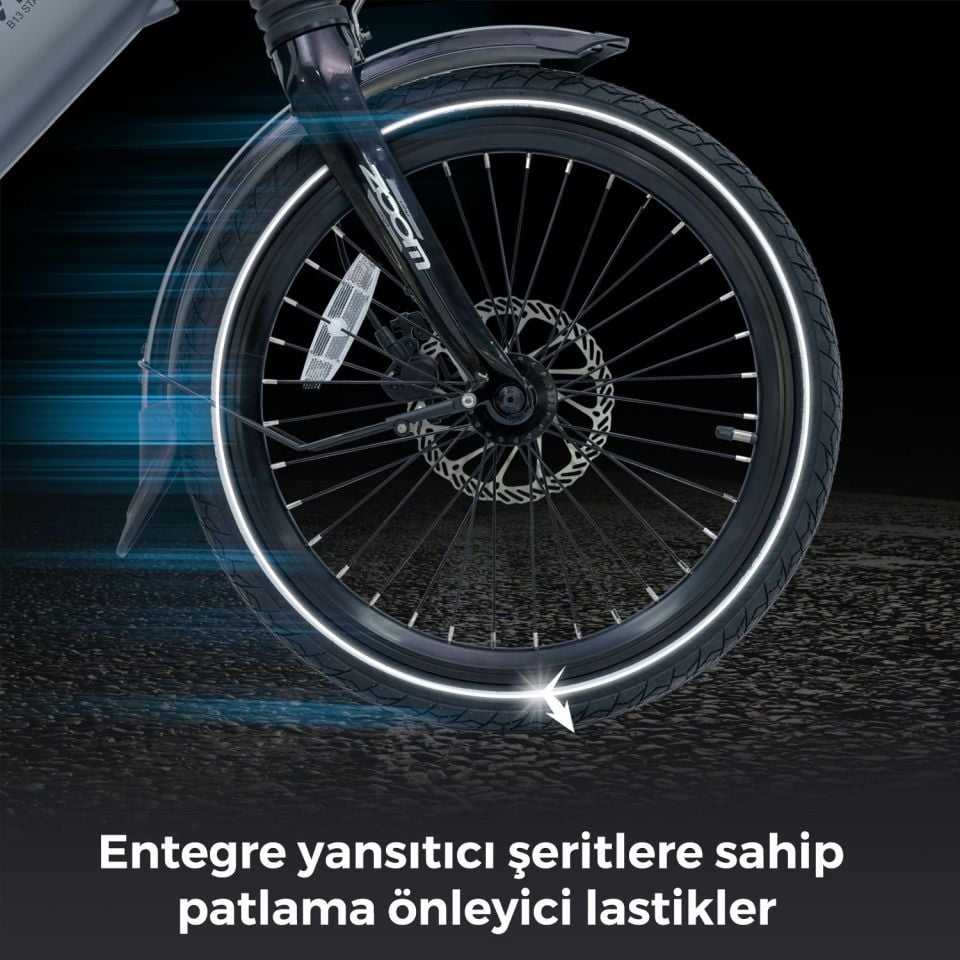 AsVIVA B13G Katlanabilir Elektrikli Bisiklet 36V Samsung Batarya – 20” Jant, Gri