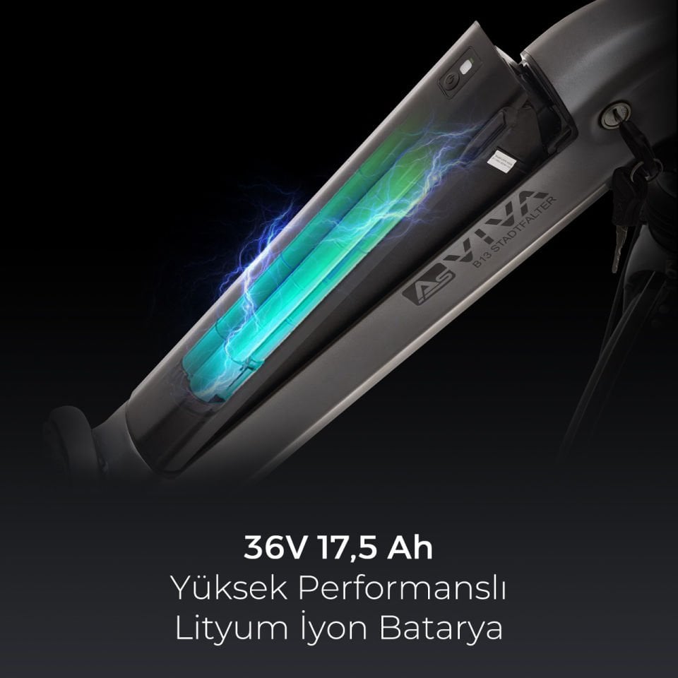 AsVIVA B13M Ortadan Motorlu Katlanabilir Elektrikli Bisiklet – 36V Samsung Batarya, Gri, 20” Jant