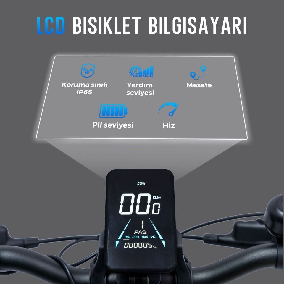 AsVIVA B13M Ortadan Motorlu Katlanabilir Elektrikli Bisiklet – 36V Samsung Batarya, Gri, 20” Jant