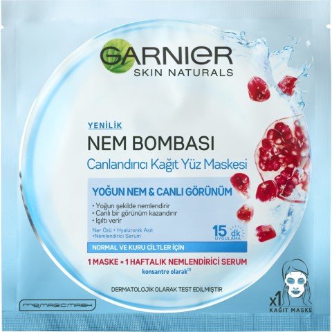 Garnier Nem Bombası Canlandırıcı Kağıt Yüz Maskesi