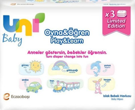 Uni Baby Oyna&Öğren Islak Mendil 3'lü Avantajlı Paket