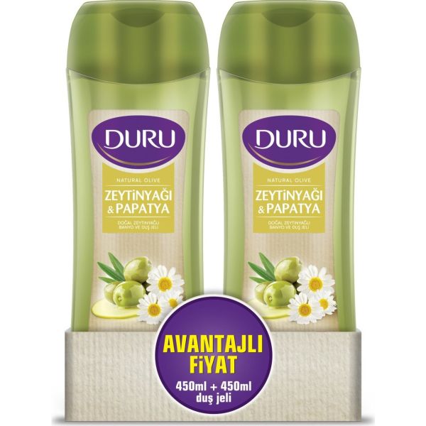 Duru Zeytinyağı & Papatya  2'li  Avantajlı Fiyat  450+450 ml Duş Jeli