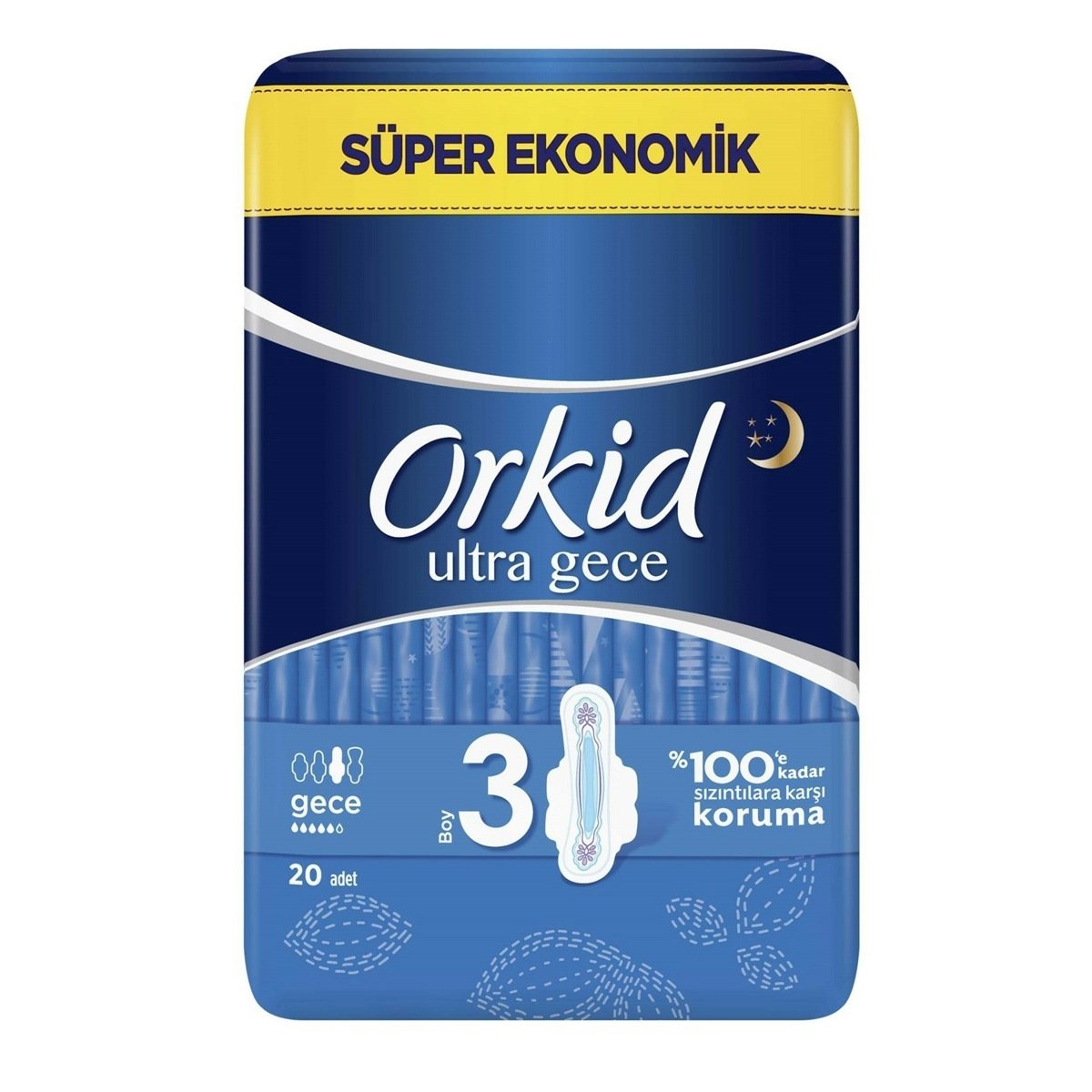 Orkid Ultra Extra Gece Kanatlı Hijyenik 20'lı Ped (Boy 3)