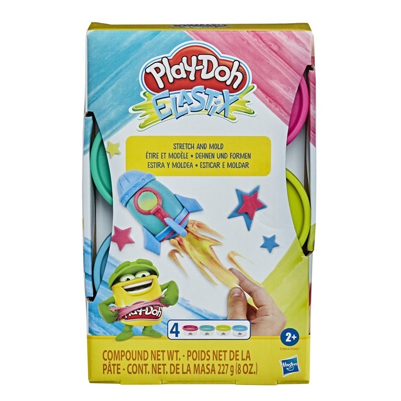 Play-Doh Elastik 4'lü Hamur - Parlak Renkler
