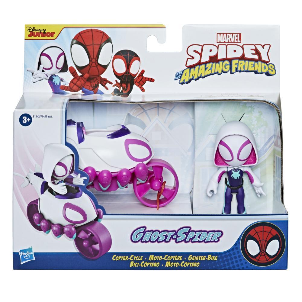 Spidey and His Amazing Friends Ghost-Spider Figür ve Moto-Helikopter
