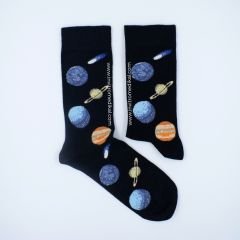 Gezegenler Desenli Siyah Renkli Çorap