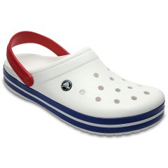 Crocs Beyaz Kenarı Lacivert Beyaz Çizgili Unisex Crocband Terlik