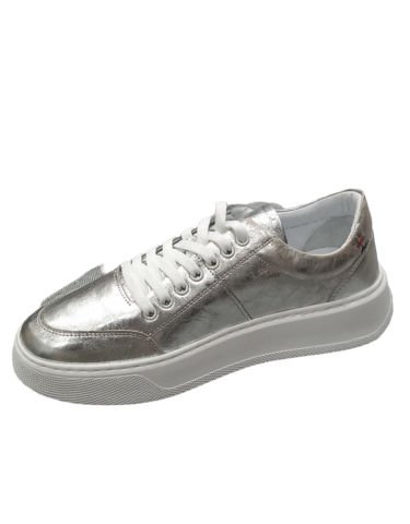 Gümüş Rengi Hakiki Deri Ortopedi Tabanlı Sneakers
