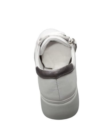 Beyaz Gümüş Garnili Hakiki Deri Ortopedi Taban Sneakers