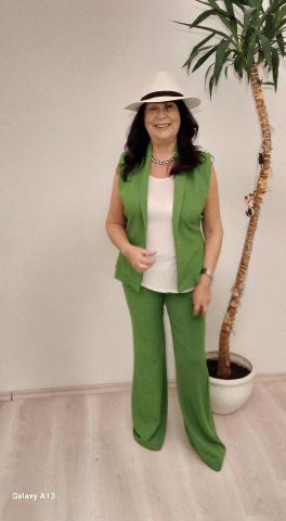 Yeşil İspanyol Paça Krep Kumaş Pantalon