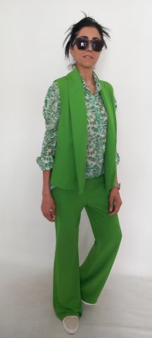 Yeşil Gabardin Kumaş Yelek Pantalon Takım