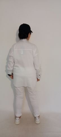 Büyük Beden Beyaz Jean Taşlı Tasarım Ceket