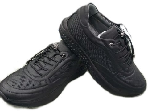 Siyah Hakiki Deri Rahat Taban Sneaker