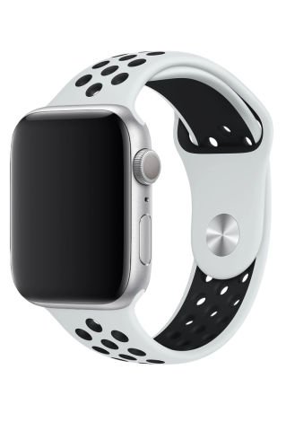 Apple Watch Uyumlu Delikli Silikon Kordon Beyaz Siyah
