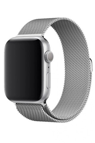 Apple Watch Uyumlu Metal Hasır Kordon Gümüş