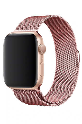 Apple Watch Uyumlu Metal Hasır Kordon Rose