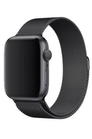 Apple Watch Uyumlu Metal Hasır Kordon Siyah