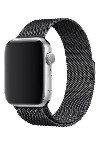Apple Watch Uyumlu Metal Hasır Kordon Siyah
