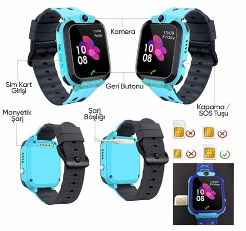 Kids Watch v8 Akıllı Çocuk Saati Sim Kartlı