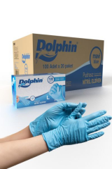 Dolphin Mavi Nitril Eldiven 100'lü Pudrasız 20 Paket