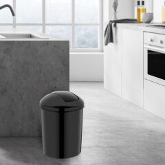 Rulopak Tuvalet Banyo Mutfak Ofis Tipi Kelebek Kapak Çöp Kovası 15 Litre Siyah
