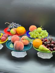 Rengarenk Lacivert Ayaklı meyvelik sunum kasesi kek standı  Çap 21cm yükseklik 10 cm