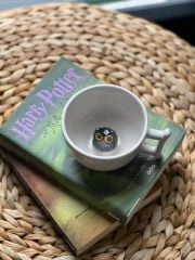 Baykuş Kabartmalı 3D Seramik Kahve Kupası - Harry Potter Hayranları için Özel Tasarım