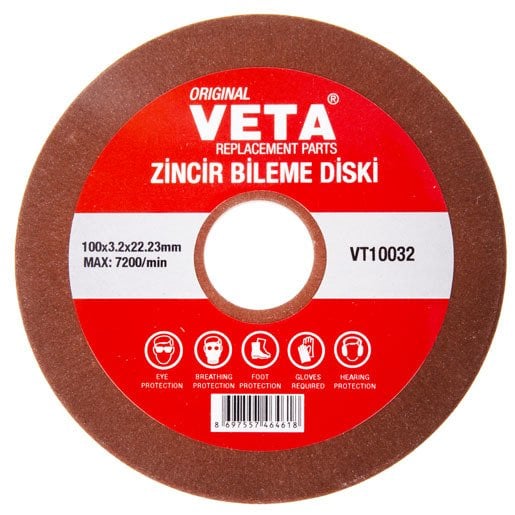 VETA ZİNCİR BİLEME DİSKİ 100x22x3.2mm / ORMAN AKSESUARI ZİNCİR BİLEME MAKİNESİ / BİLEME TAŞI / VT10032