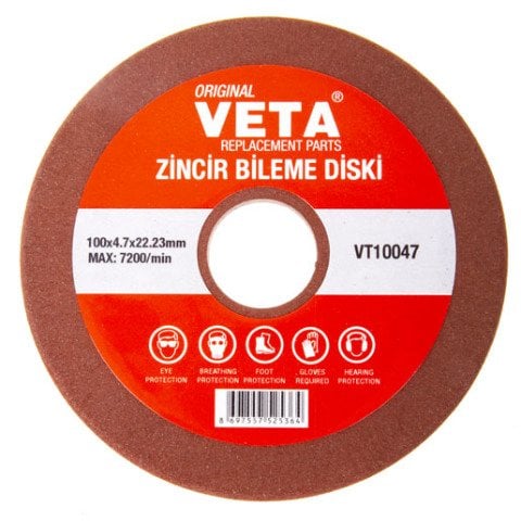 VETA ZİNCİR BİLEME DİSKİ 100x22x4.7mm / ORMAN AKSESUARI ZİNCİR BİLEME MAKİNESİ / BİLEME TAŞI / VT10047