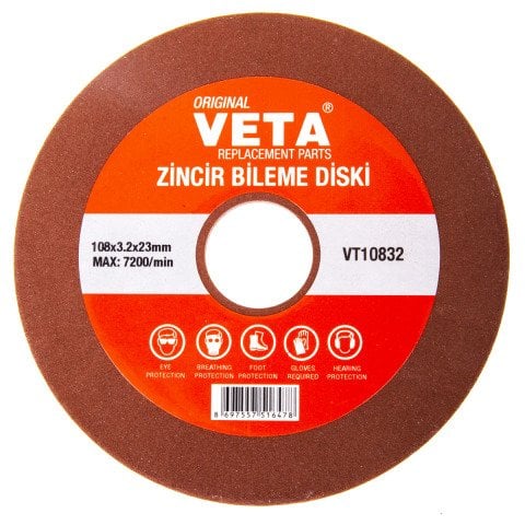 VETA ZİNCİR BİLEME DİSKİ 108x23x3.2mm / ORMAN AKSESUARI ZİNCİR BİLEME MAKİNESİ / BİLEME TAŞI / VT10832