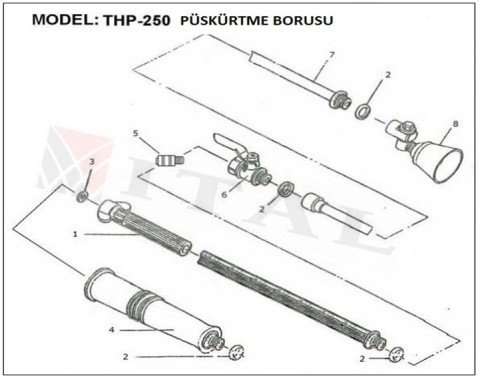 ITL-PÜSKÜRTME BAŞLIK BORUSU THP250 İLAÇLAMA