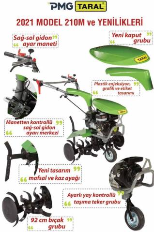 TARAL 210 M PMG 168FB BENZİNLİ Çapa Makinesi 6,5 BG 2 İLERİ + 1 GERİ