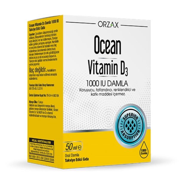 Orzax Ocean Vitamin D3 1000 lü 50ml Damla