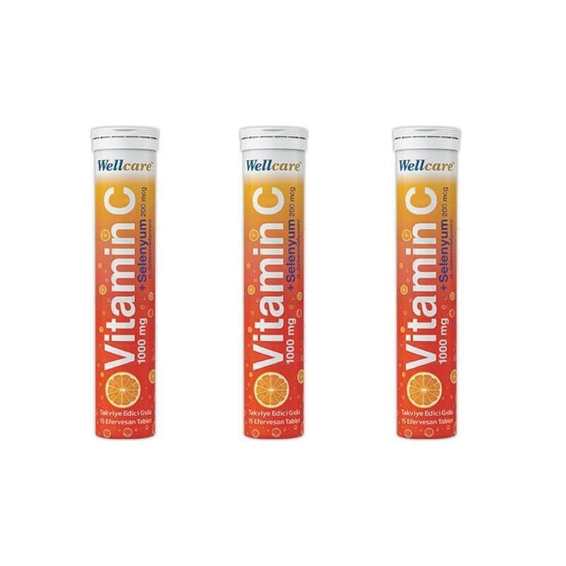 Wellcare Vitamin C + Selenyum 15 Efervesan Tablet 3'lü Set