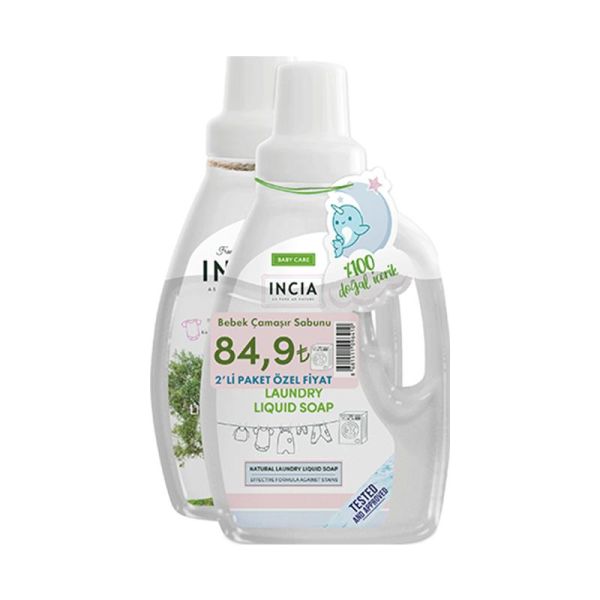 Incia Doğal Çamaşır Sabunu - Çamaşır Makinesi için 2 x 750 ml