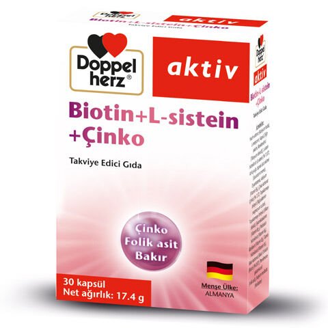 Doppel Herz Aktiv Biotin + L-sistein + Çinko 30 Kapsül