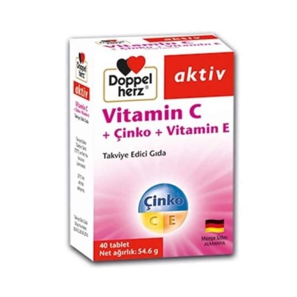 Doppel Herz Aktiv Vitamin C + Çinko + Vitamin E 40 Tablet