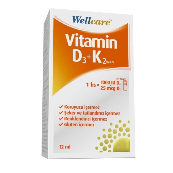 Wellcare Vitamin D3K2 1000 IU Sprey 12ml