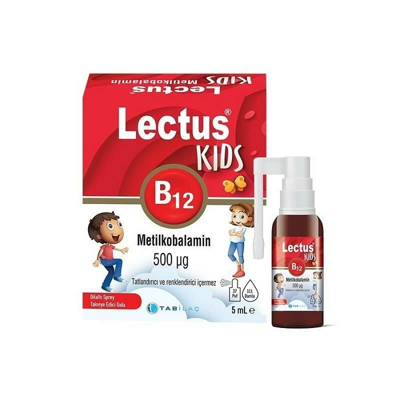 Lectus KİDS B12 Metilkobalamin Dilaltı Sprey 500 mcg 5 ml'lik şişe