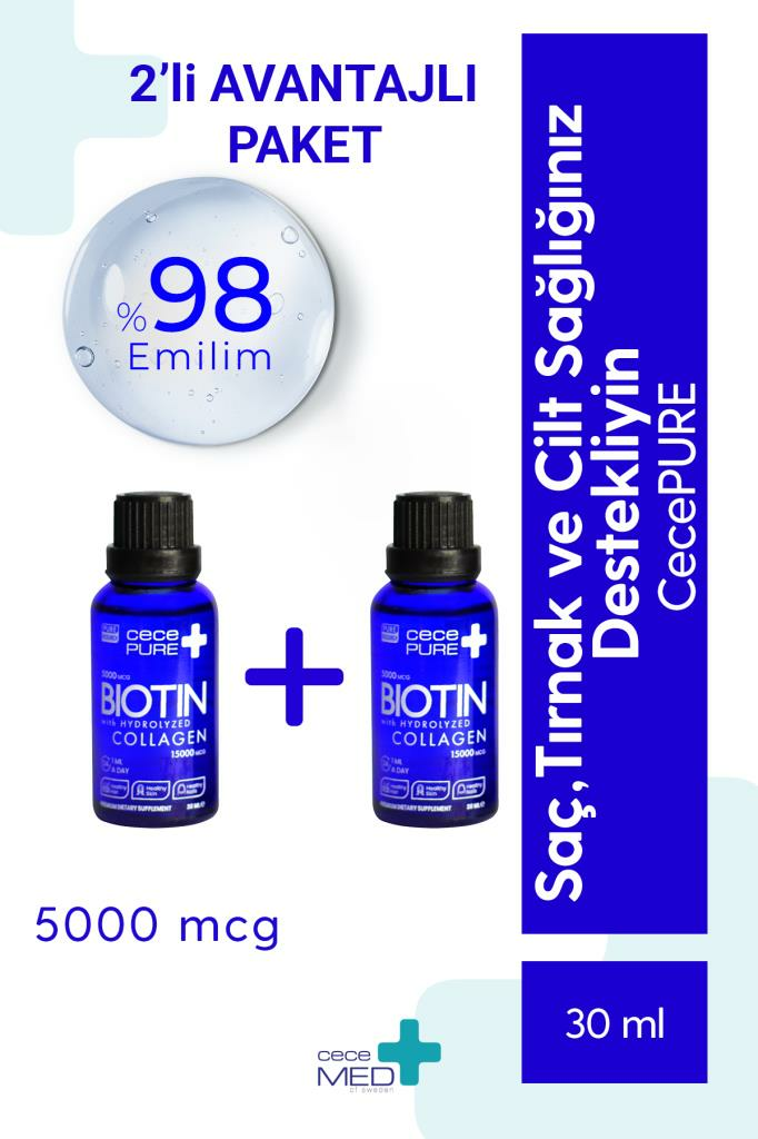 CecePure Biotin 5000 mcg 30 ml 2'li