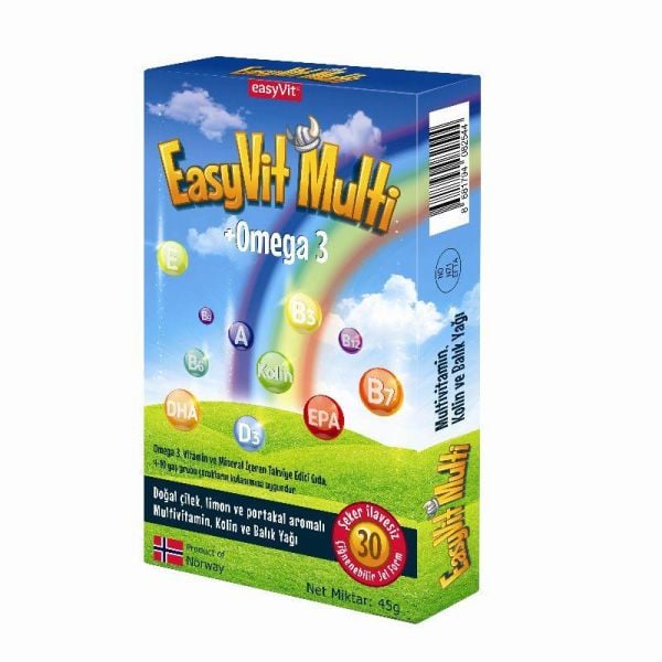 EasyVit Multi Omega 3 Multivitamin 30 Çiğnenebilir Jel Tablet
