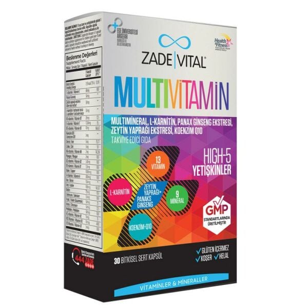 Zade Vital Multivitamin Takviye Edici Gıda 30 Bitkisel Kapsül