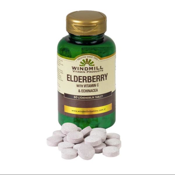Windmill Vitamins Elderberry with Vitamin C 60 Çiğnenebilir Tablet
