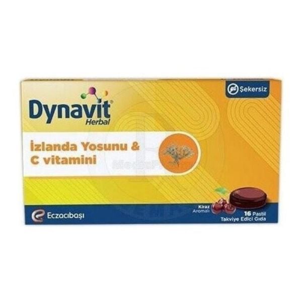 Dynavit Herbal İzlanda Yosunu ve C Vitamini İçerikli 16 Adet Pastil