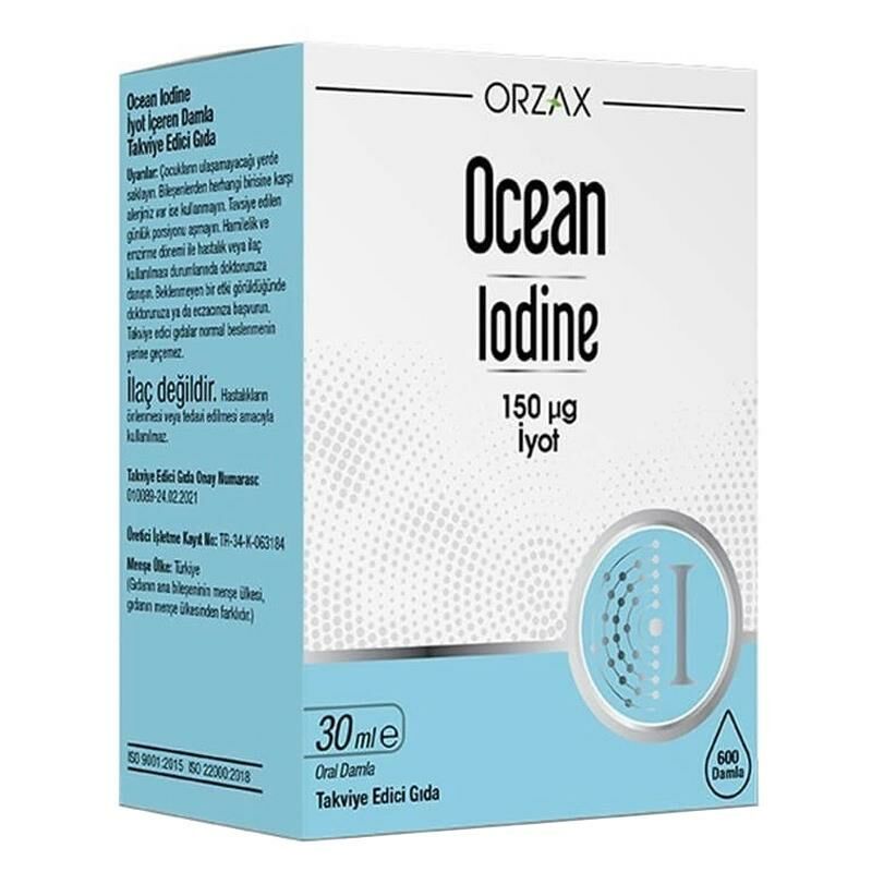 Orzax Ocean Iodine 150 µg İyot Takviye Edici Gıda 30 ml