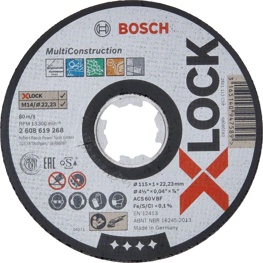 Bosch - X-LOCK - 115*1,0 mm Çoklu Malzemelerde Kullanım İçin Düz Kesme Diski (Taş)