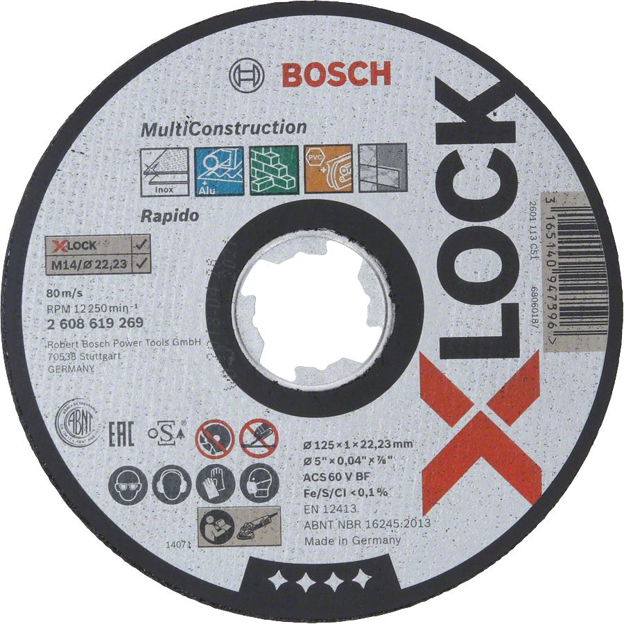 Bosch - X-LOCK - 125*1,0 mm Çoklu Malzemelerde Kullanım İçin Düz Kesme Diski (Taş)